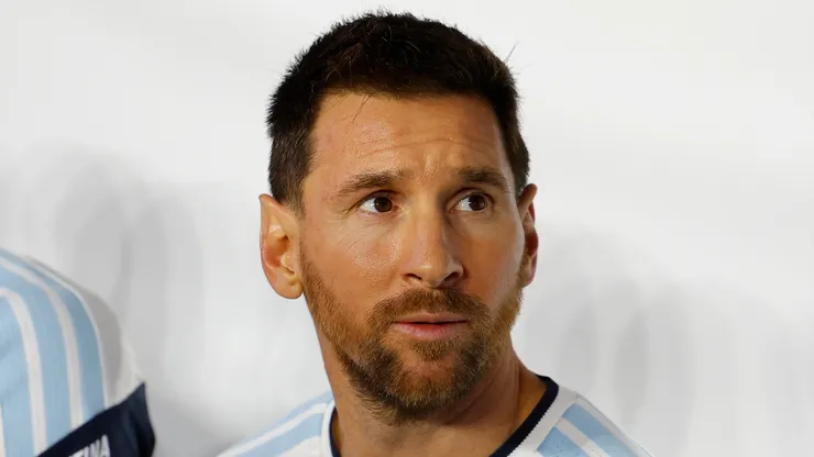 Lionel Messi before an Argentina game.