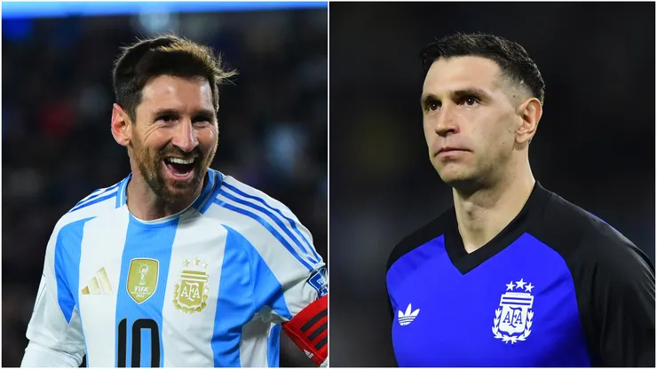 Lionel Messi and Emiliano Martinez of Argentina.