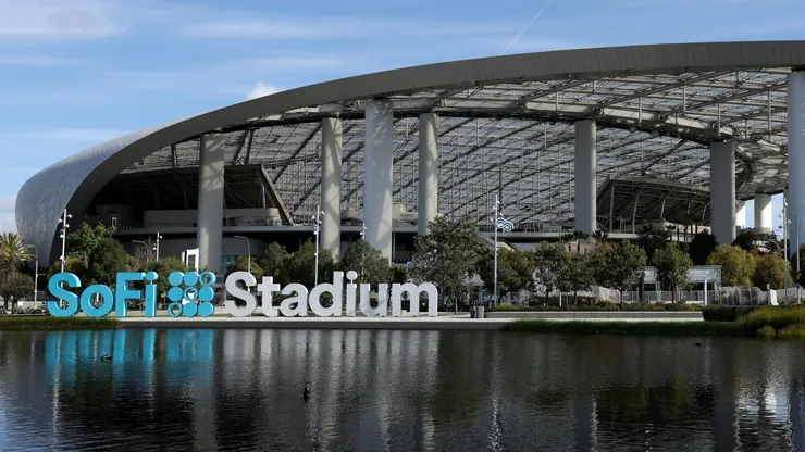 A general view of the exterior of SoFi Stadium.