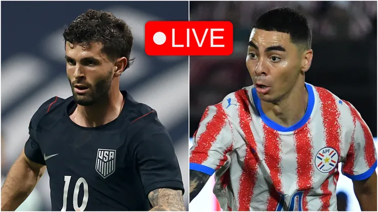 Christian Pulisic of USA and Miguel Almiron of Paraguay.