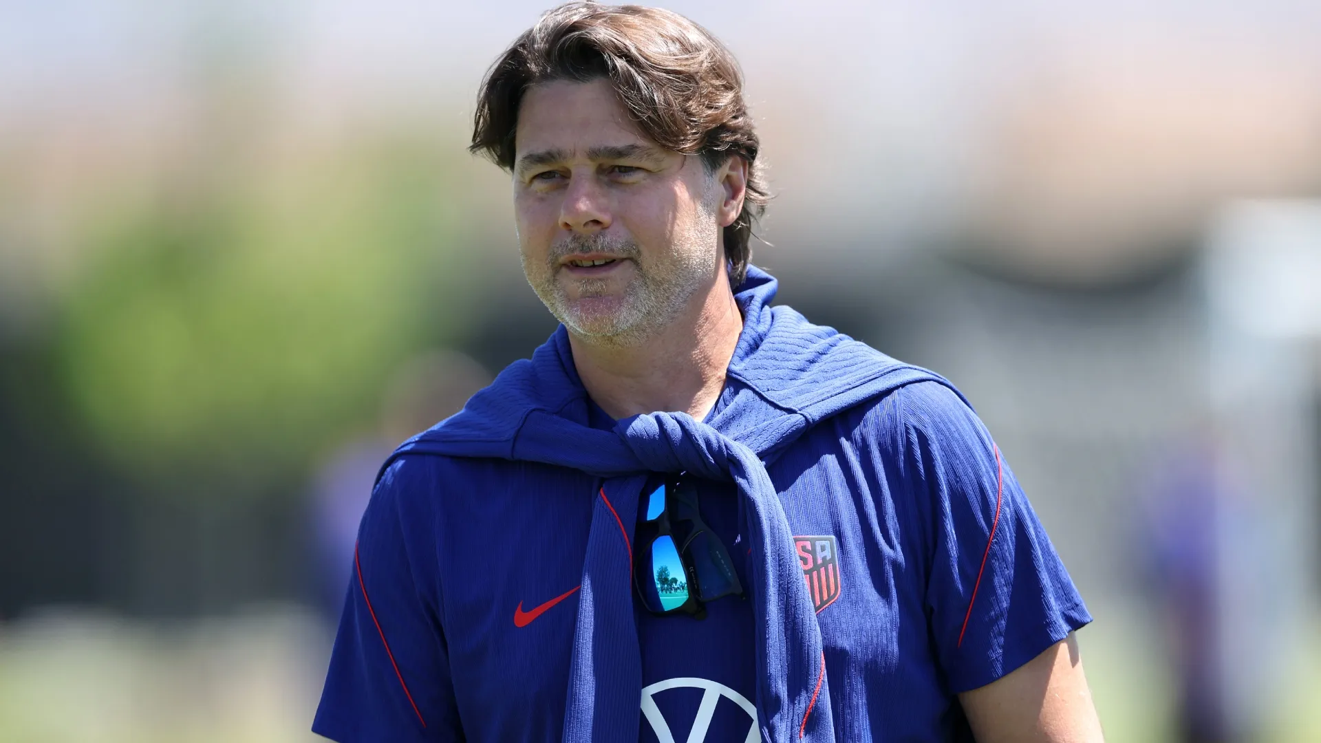 Head coach Mauricio Pochettino of the United States watches during a training session ahead of the 2026 World Cup (Source: Jamie Squire/Getty Images)