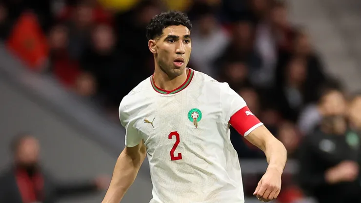 Achraf Hakimi of Morocco in action during an international friendly match.