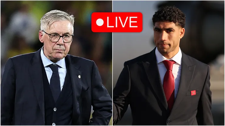 Carlo Ancelotti (L) Achraf Hakimi (R).