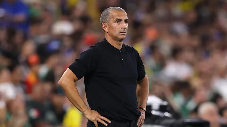 Sabri Lamouchi looks on during the FIFA World Cup 2026 Group F match between Sweden and Tunisia.