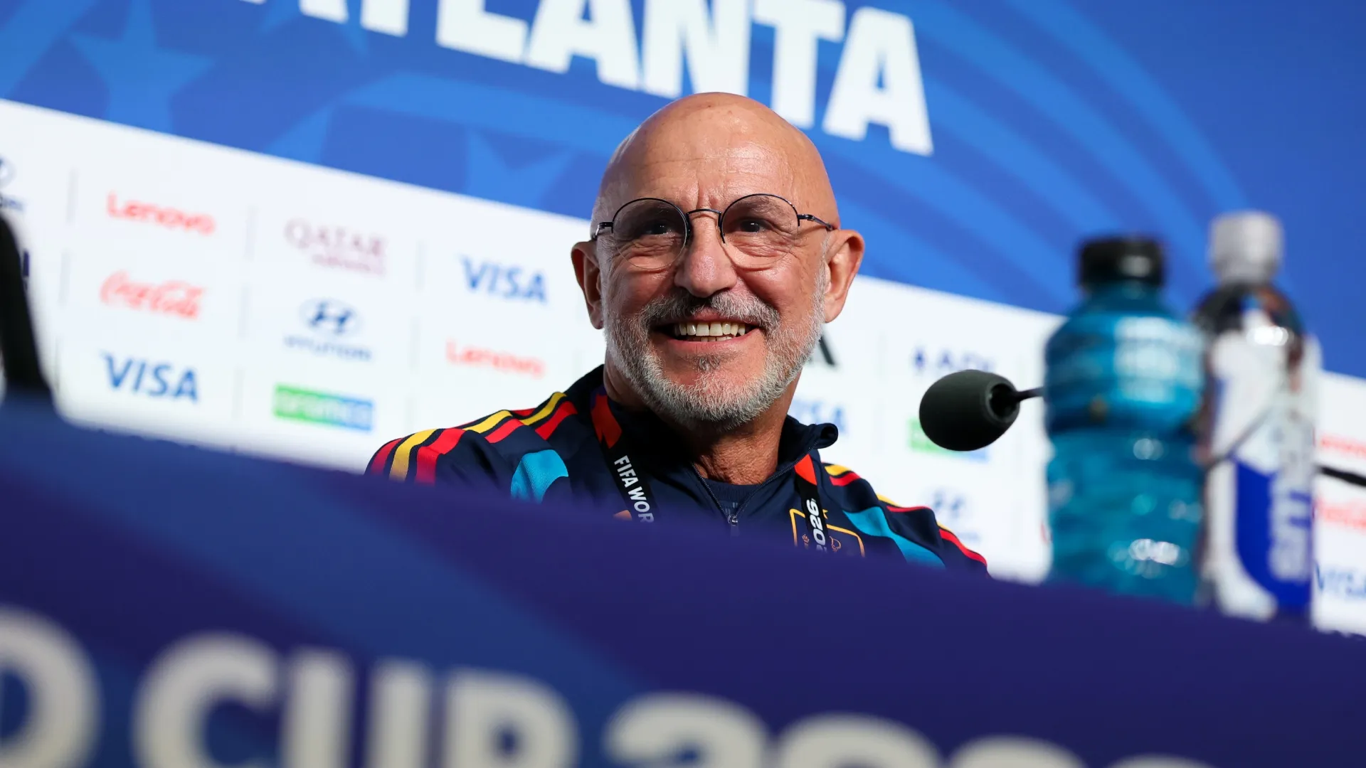 Luis de la Fuente during a press conference one day ahead of the FIFA World Cup 2026 Group H match (Source: Florencia Tan Jun/Getty Images)