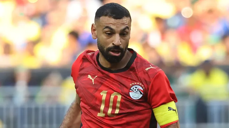 Mohamed Salah of Egypt controls the ball.