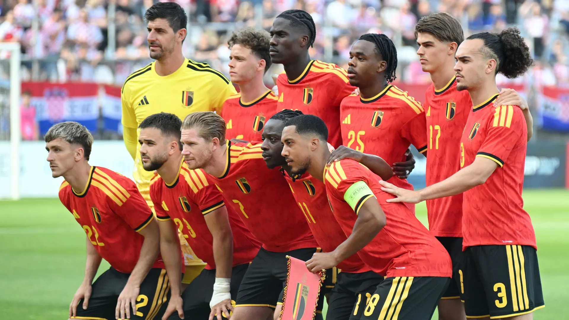 Players of Belgium pose for a team photograph prior to the international friendly match (Source: Jurij Kodrun/Getty Images)