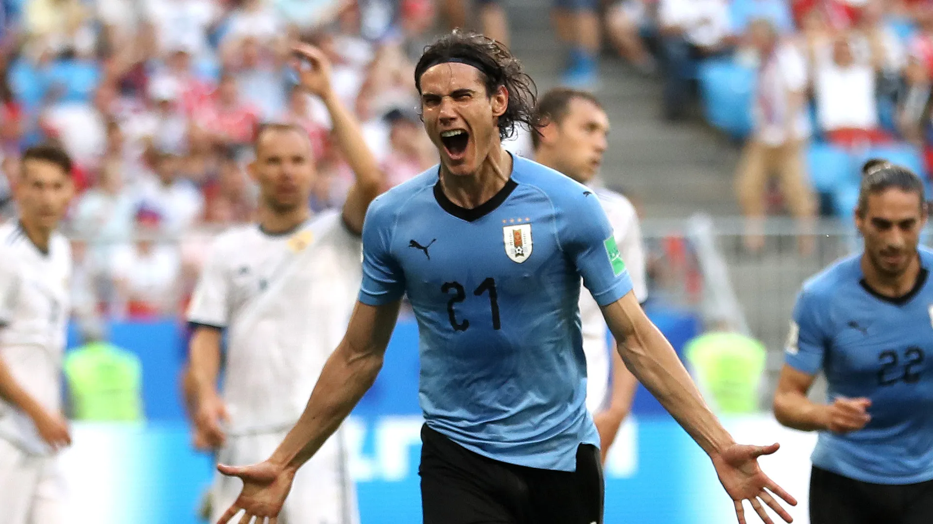Edinson Cavani during a Uruguay match.