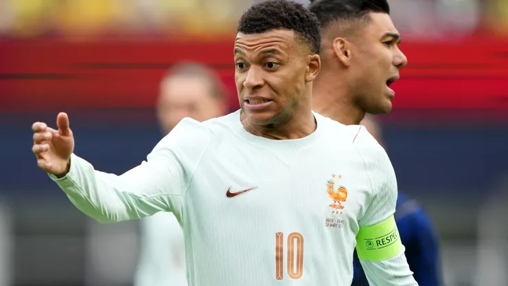 Kylian Mbappe of France gestures during the international friendly match.