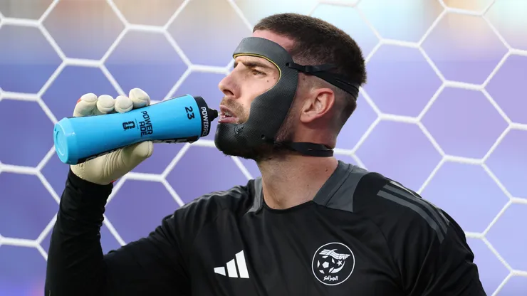 Luca Zidane warms up before facing Argentina.