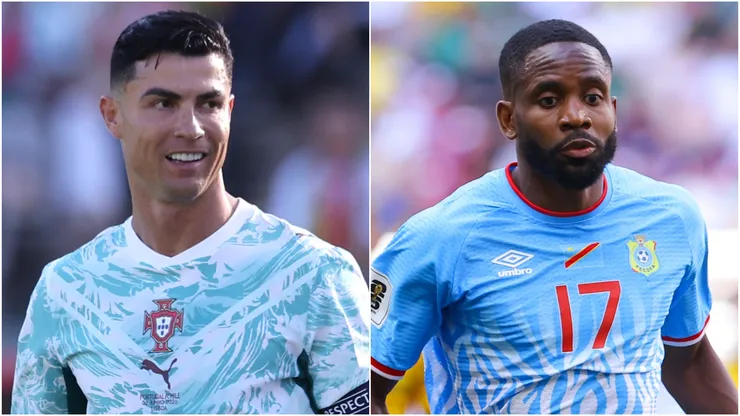 Cristiano Ronaldo of Portugal (left) and Cédric Bakambu of DR Congo.