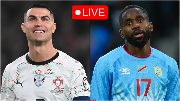 Cristiano Ronaldo of Portugal (left) and Cédric Bakambu of DR Congo.