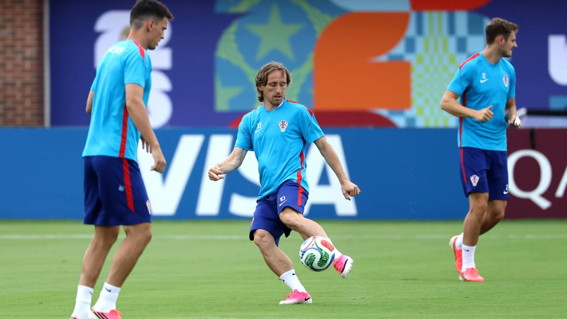 Luka Modric in the training and of Croatia one day ahead of the FIFA World Cup 2026 Group L match (Source: Stacy Revere/Getty Images)
