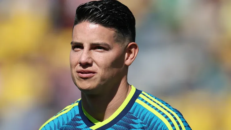 James Rodriguez of Colombia looks on.