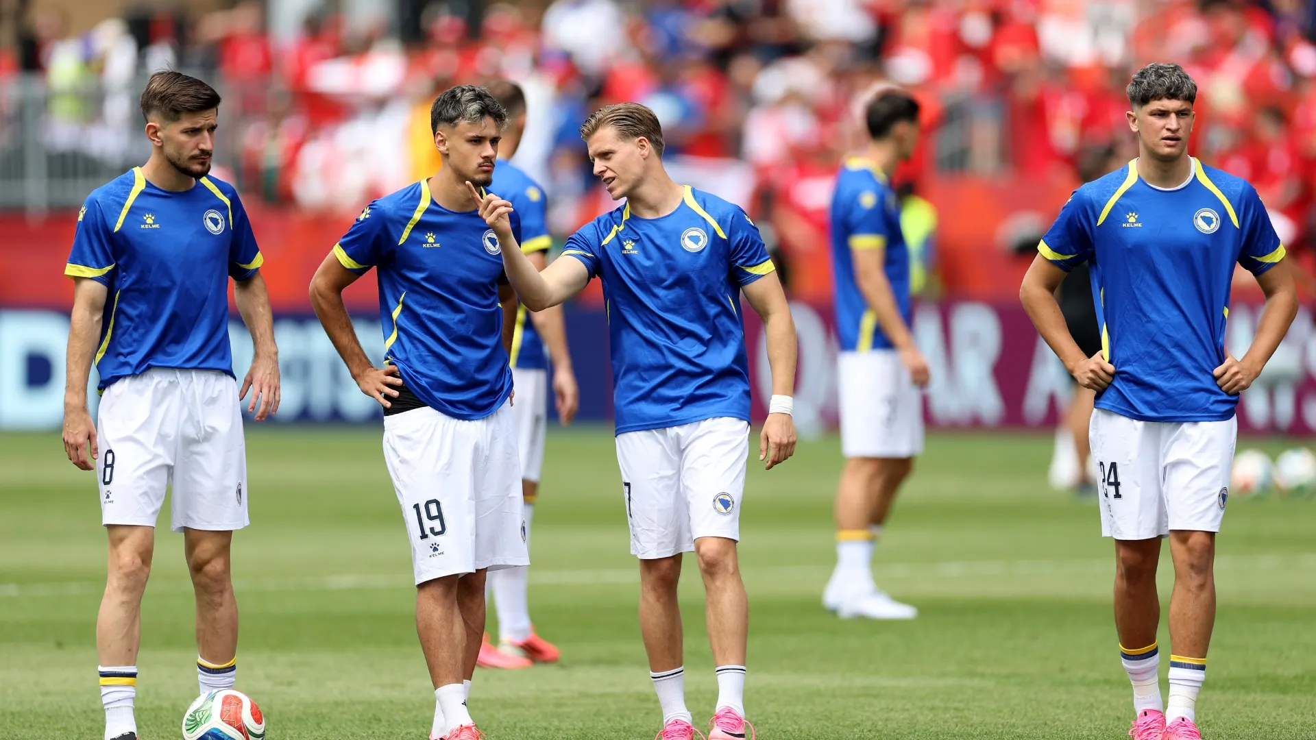 Bosnia and Herzegovina players warm up before the FIFA World Cup 2026 Group B match (Source: Charlotte Wilson/Getty Images)