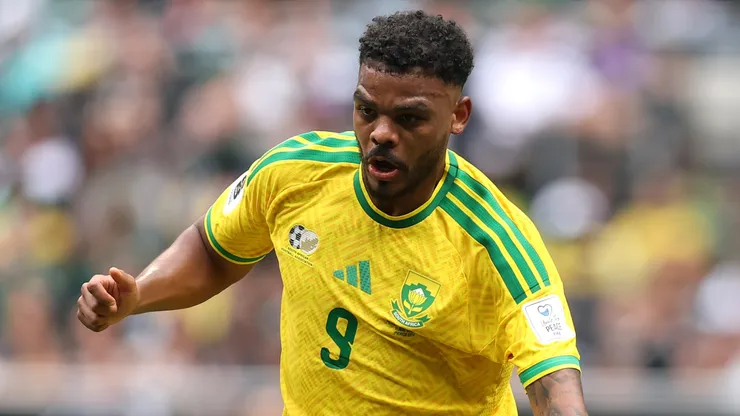 Lyle Foster #9 of South Africa in action during the FIFA World Cup 2026.