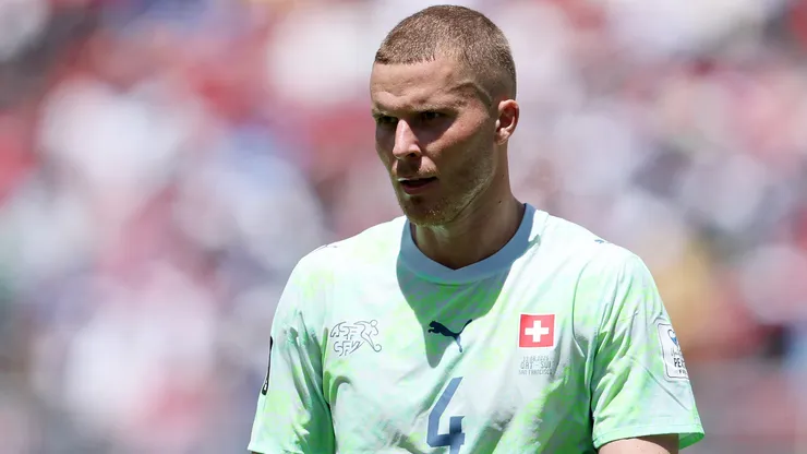 Nico Elvedi #4 of Switzerland looks on during the FIFA World Cup 2026 Group B match