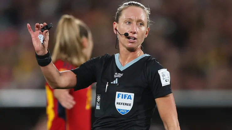 Tori Penso referees during the FIFA Women's World Cup Australia & New Zealand 2023 Final match