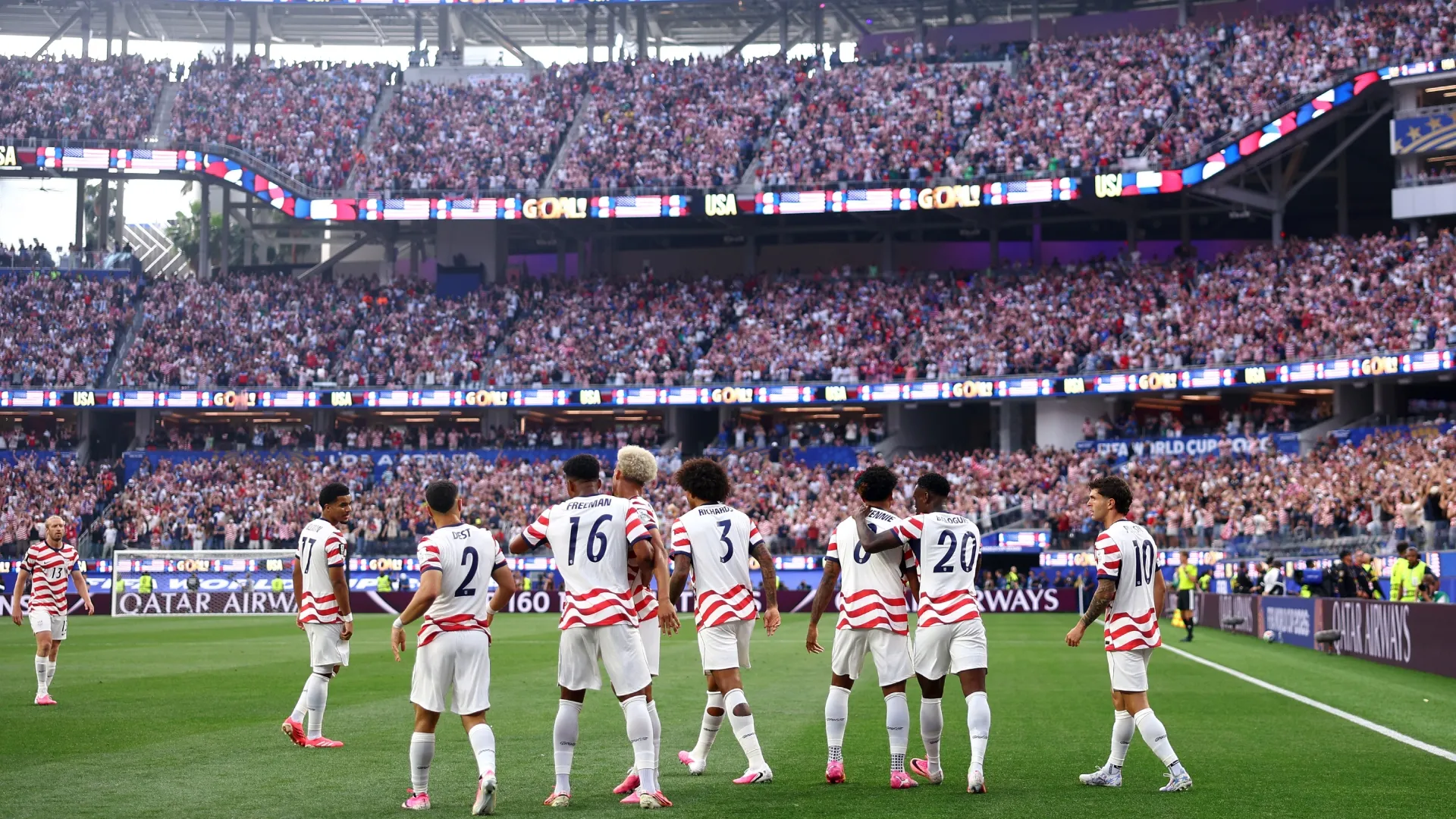 Players of the United States during the FIFA World Cup 2026 Group D match (Source: Dean Mouhtaropoulos/Getty Images)
