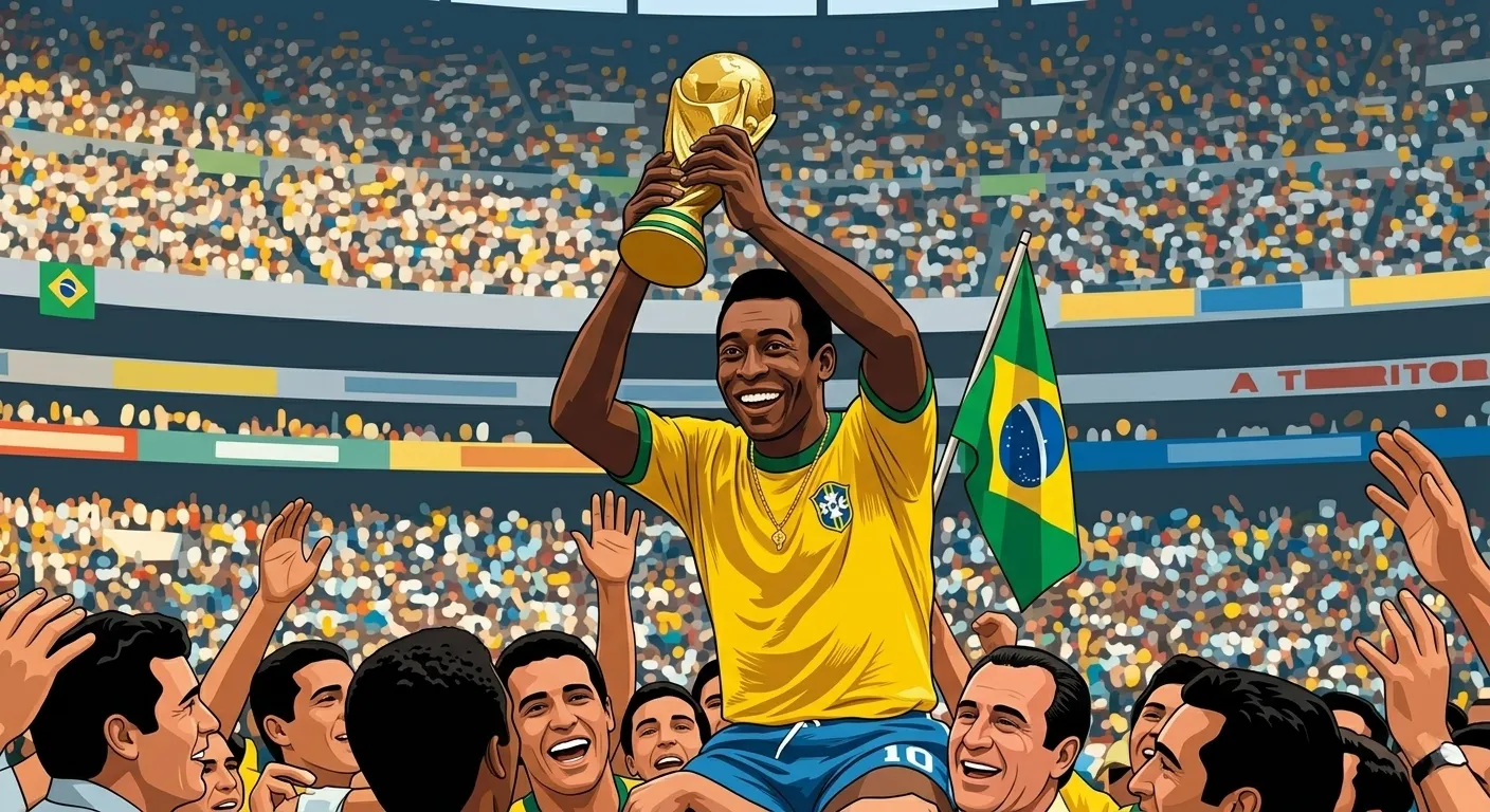Illustration of Pelé playing for Brazil (Made with Gemini AI)