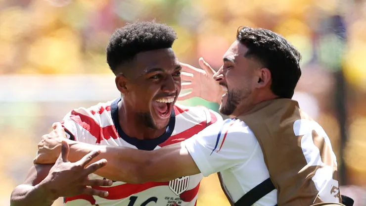 Alex Freeman of the USMNT celebrates