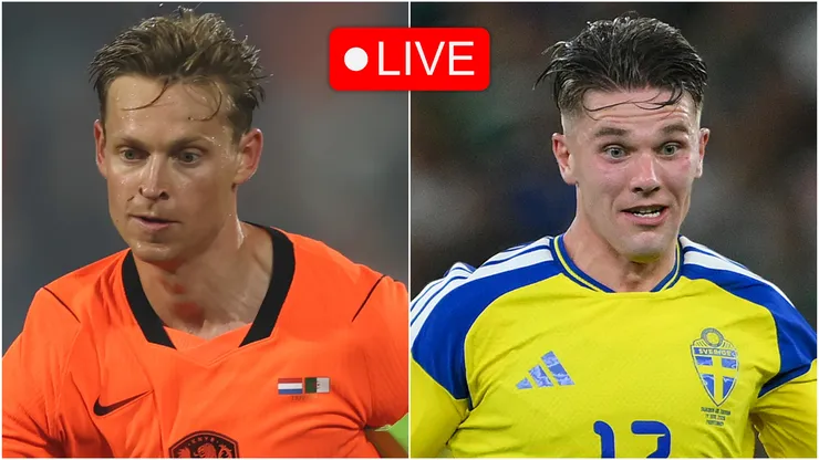 Frenkie de Jong of Netherlands (left) and Viktor Gyokeres #17 of Sweden.