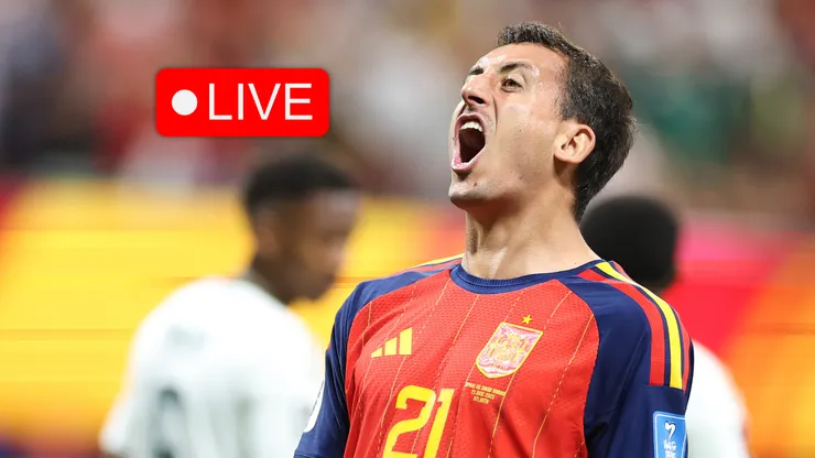 Mikel Oyarzabal #21 of Spain celebrates scoring his team's second goal.