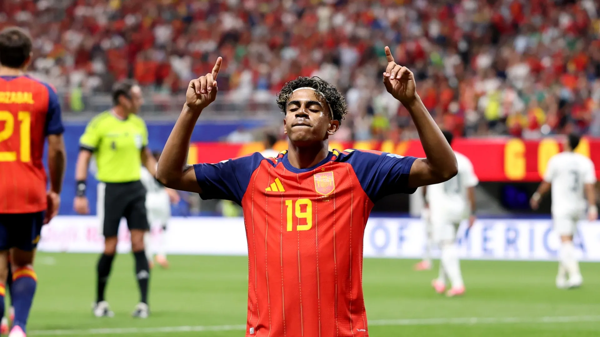 Lamine Yamal’s celebration after his first goal in a World Cup.
