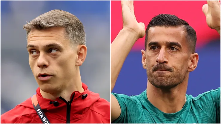 Leandro Trossard of Belgium and Ehsan Hajisafi of Iran.
