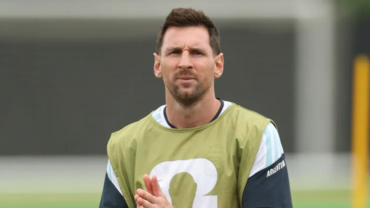 Lionel Messi #10 of Argentina during the training of Argentina.
