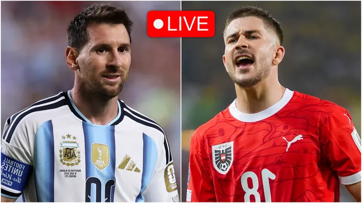 Lionel Messi of Argentina (left) and Romano Schmid of Austria.