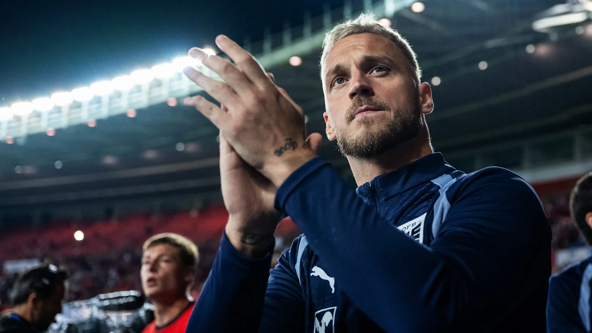 Marko Arnautovi of Austria celebrates after the international friendly (Source: Christian Bruna/Getty Images)