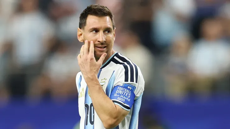 Lionel Messi #10 of Argentina reacts after missing the penalty kick.