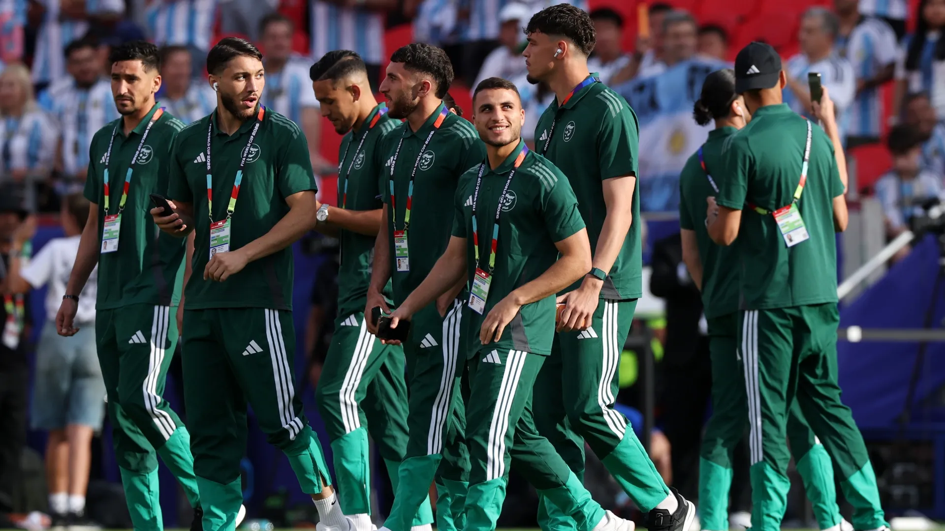 Algeria players inspect the pitch before the FIFA World Cup 2026 Group J match (Source: Michael Steele/Getty Images)