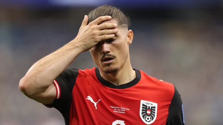 Marcel Sabitzer #9 of Austria reacts.