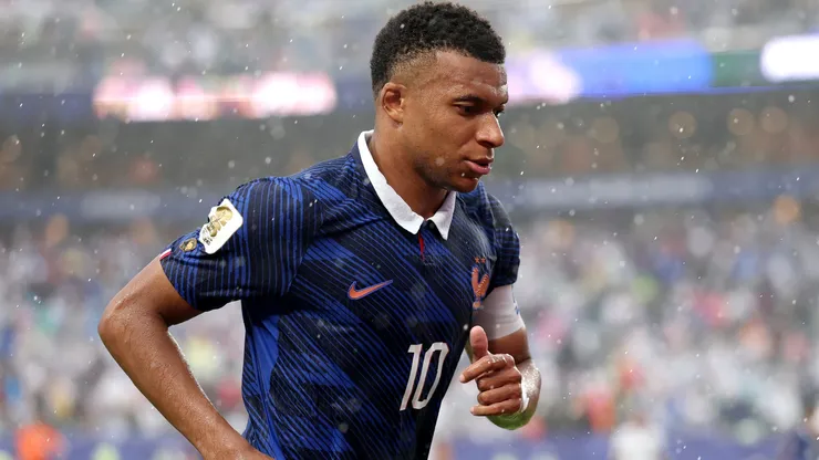 Kylian Mbappe #10 of France is seen after the first half.