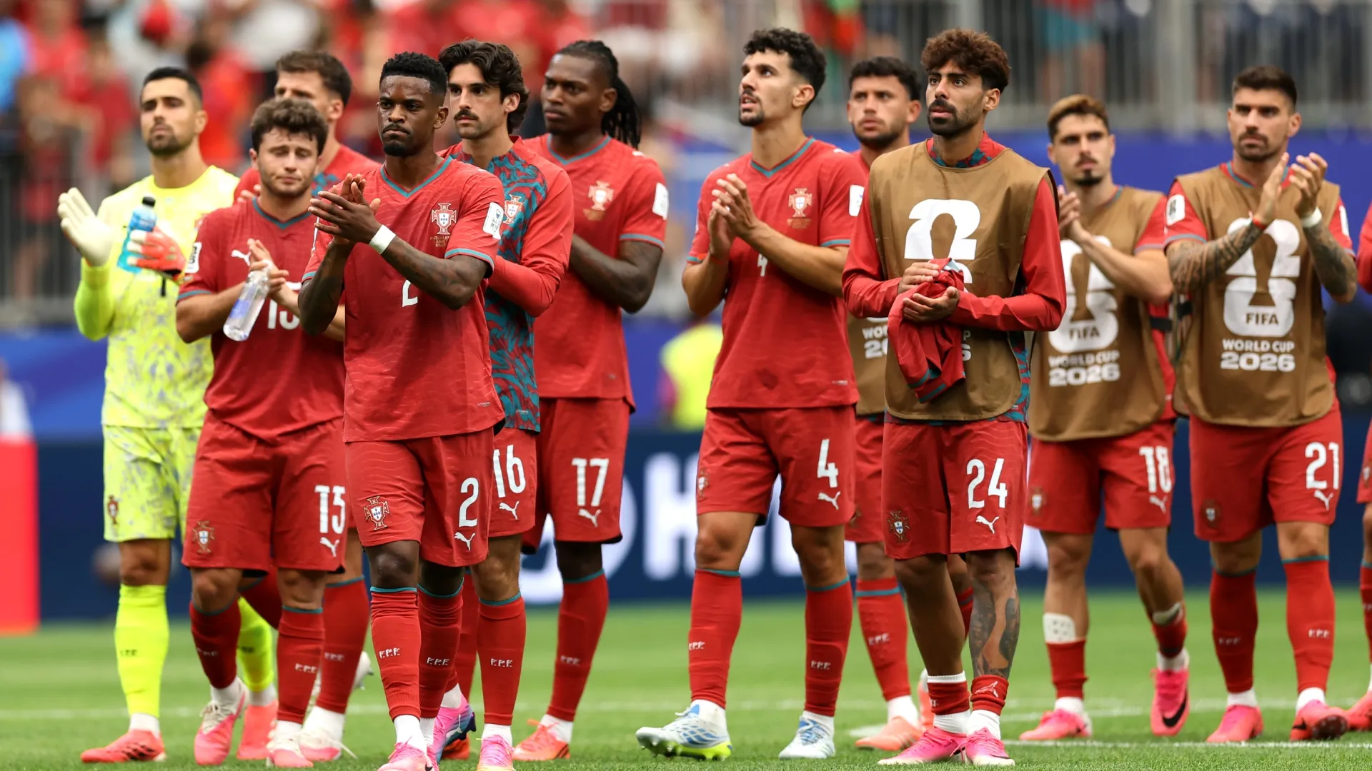 Portugal players applaud fans after the 1-1 draw during the FIFA World Cup 2026 Group K match. Molly Darlington/Getty Images