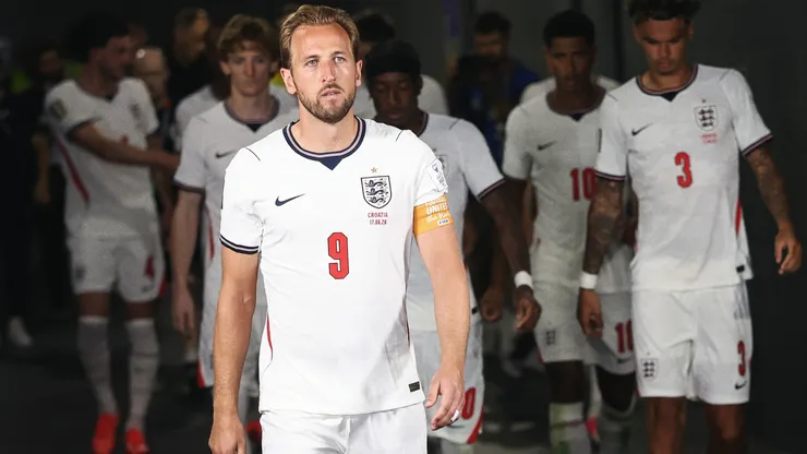 Harry Kane #9 of England leads his team out during the FIFA World Cup 2026 Group L match