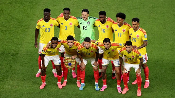 Colombia players pose for a team photograph.