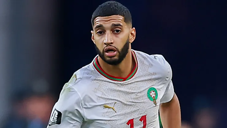 Ismael Saibari #11 of Morocco runs with the ball.