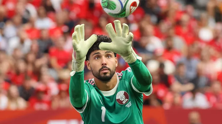 Mahmoud Abunada #1 of Qatar during the FIFA World Cup 2026 Group B match