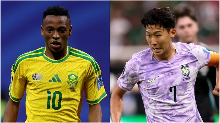 Relebohile Mofokeng of South Africa and Heung-Min Son of South Korea.