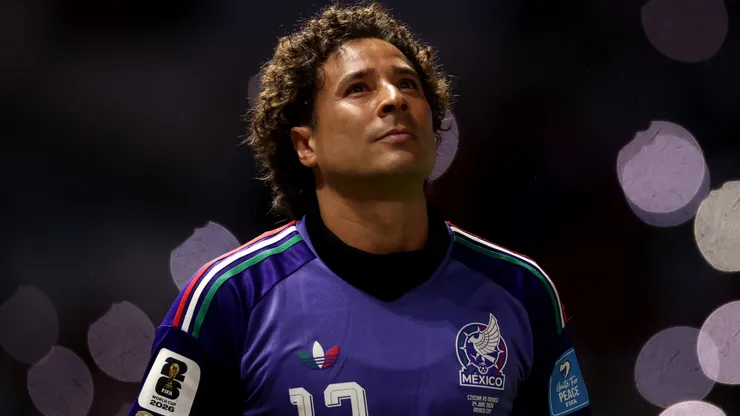 Guillermo Ochoa #13 of Mexico looks on.