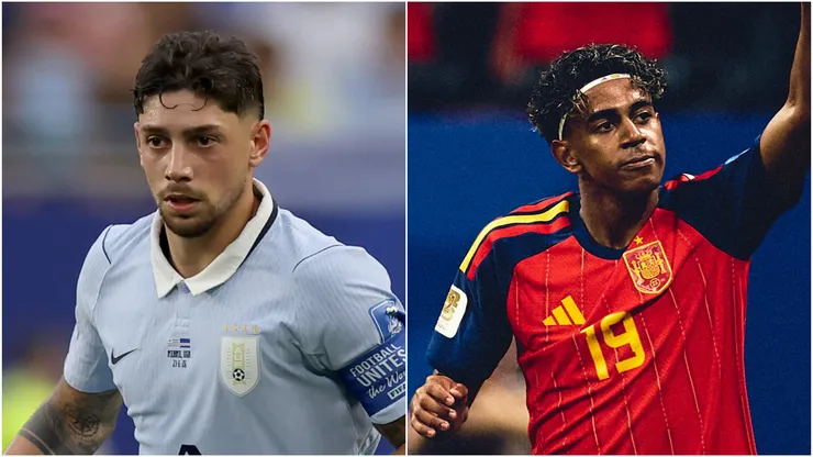 Federico Valverde of Uruguay and Lamine Yamal of Spain.