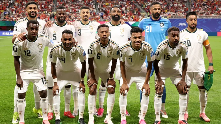 Players of Saudi Arabia pose for a team photograph before the FIFA World Cup 2026 Group H match
