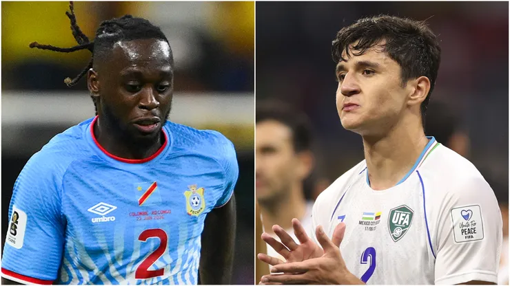 Aaron Wan-Bissaka (L) Abdukodir Khusanov (R).