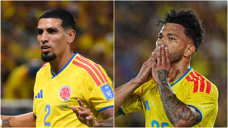 Daniel Munoz and Luis Suarez of Colombia.