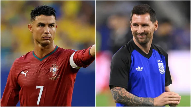 Cristiano Ronaldo (L) Lionel Messi (R).