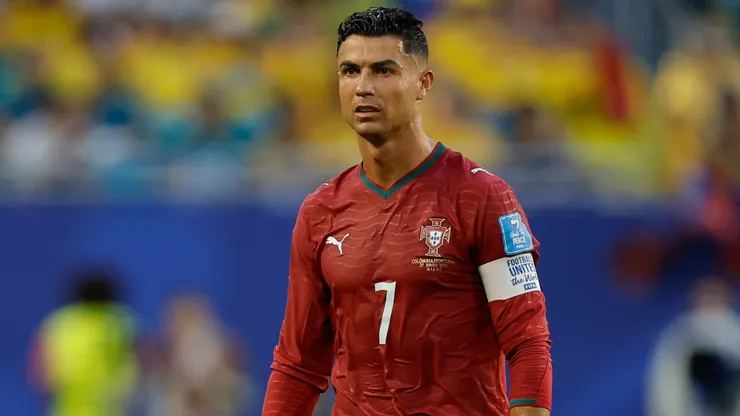 Cristiano Ronaldo #7 of Portugal looks on.