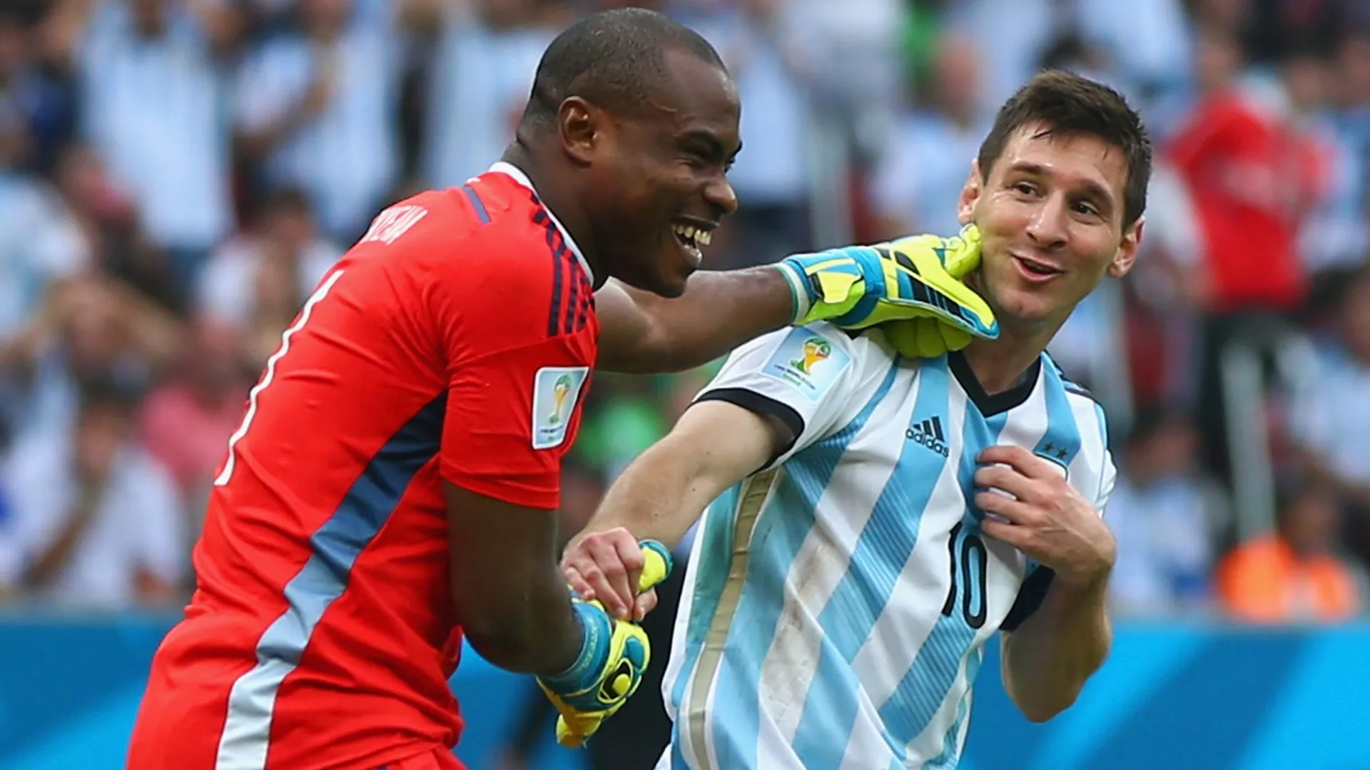 Vicent Enyeama with Lionel Messi